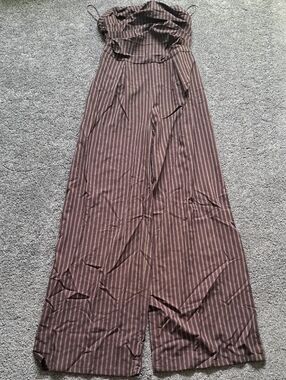 Fashion Nova Brown Striped Jumpsuit